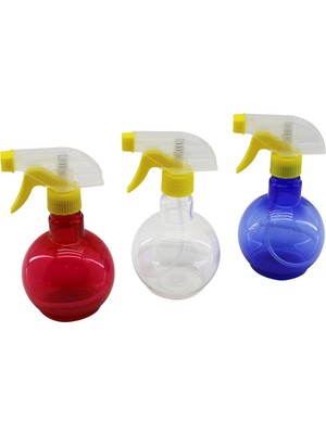 Al-Kar Ticaret Şeffaf Tombul Boş Sprey Şişesi - 350 ml - Püskürtücü Başlık - Renkli