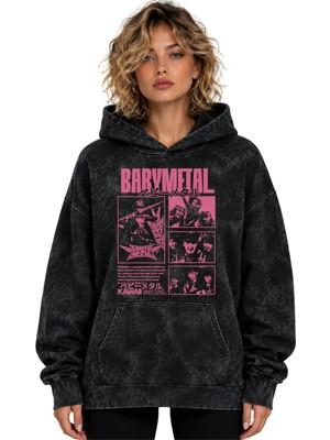 Sevbano Babymetal Rock Metal Müzik Grubu Baskılı Unisex Oversize Premium Yıkamalı Hoodie Sweatshirt