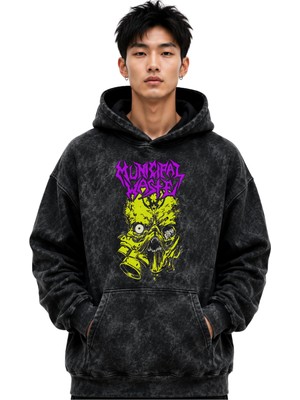 Sevbano Municipal Waste Rock Metal Müzik Grubu Baskılı Unisex Oversize Premium Yıkamalı Hoodie Sweatshirt