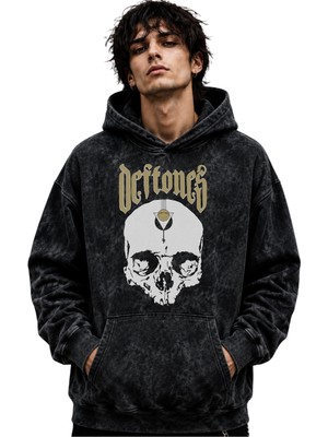 Sevbano Deftones Rock Metal Müzik Grubu Baskılı Unisex Oversize Premium Yıkamalı Hoodie Sweatshirt