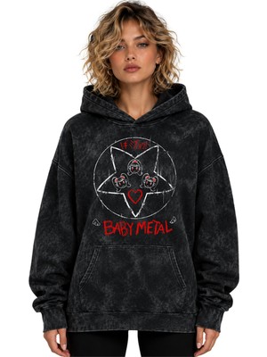Sevbano Babymetal Rock Metal Müzik Grubu Baskılı Unisex Oversize Premium Yıkamalı Hoodie Sweatshirt
