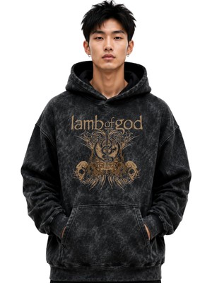 Sevbano Lamb Of God Rock Metal Müzik Grubu Baskılı Unisex Oversize Premium Yıkamalı Hoodie Sweatshirt