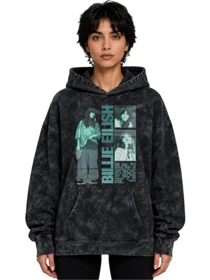 Sevbano Billie Eilish Şarkıcı Baskılı Unisex Oversize Premium Yıkamalı Hoodie Sweatshirt