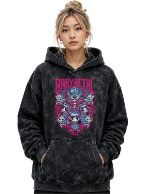 Sevbano Babymetal Rock Metal Müzik Grubu Baskılı Unisex Oversize Premium Yıkamalı Hoodie Sweatshirt