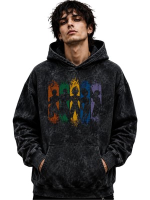 Sevbano Dragon Ball Karakterler Anime Baskılı Unisex Oversize Premium Yıkamalı Hoodie Sweatshirt