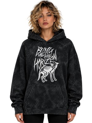 Sevbano Horizon Rock Metal Müzik Grubu Baskılı Unisex Oversize Premium Yıkamalı Hoodie Sweatshirt