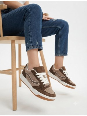 Mcdark Kadın Kaymaz Taban Ortopedi Iç Taban Mevsimlik Sneaker Ayakkabı-Kahve
