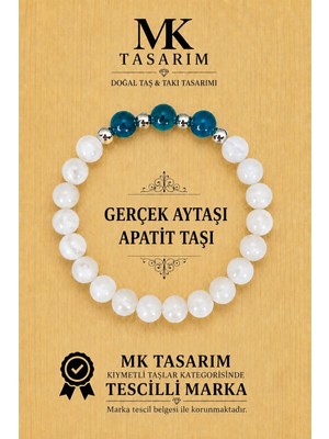 Mk Tasarım Gerçek Aytaşı Apatit Taşı Bileklik - MKT46005- Rahatlık - Dinginlik -Enerji Bilekliği