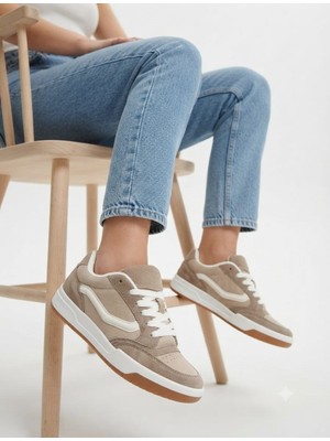 Mcdark Kadın Kaymaz Taban Ortopedi Iç Taban Mevsimlik Sneaker Ayakkabı-Bej