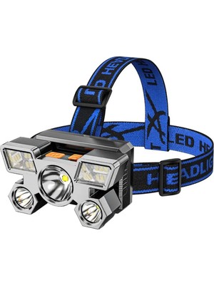Alka 212 Model Şarjlı 5 LED 4 Modlu Cob LED Avcı Balıkçı Kamp Süper Kafa Lambası