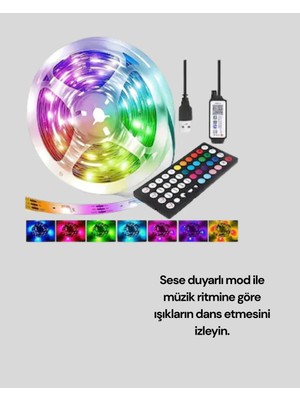 Akıllı Bayi 10 Metre Telefon Kontrollü Smart Şerit LED USB Rgb Kumandalı