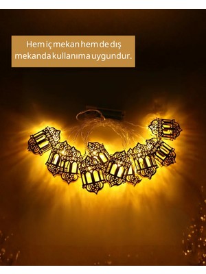 Akıllı Bayi Ramazan Dekoru Için Pilli LED Işık Altın Fener Tasarımlı