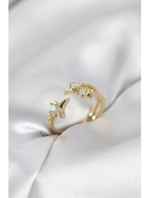 Uslucan Alışveriş Minimal Kutup Yıldızı Model Gold Renk Kadın Yüzük - TJ-BYK4135