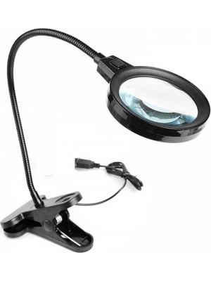 Alka 12 LED Clipslı Işıklı Büyüteç,işıklı Masa Lambası Çalışma Lambası