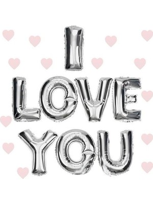 Alka I Love You Folyo Balon Gümüş Renk 35 cm