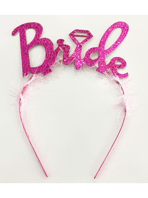 Alka Fuşya Renk Bekarlığa Veda Italik Yazı Alyanslı Bride Taç