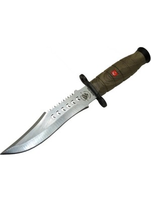 Alka 1522 Haki Komando Bıçağı 30CM - Tırtıklı Sırt, Kılıflı