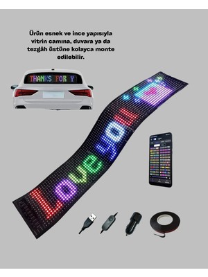 Akıllı Bayi Kayan Yazı Destekli Rgb LED Reklam Paneli USB ile Kolay Kurulumlu