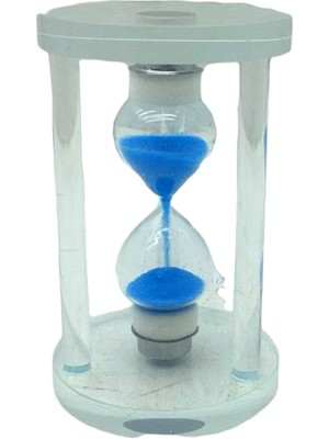 Alka Küçük Cam Kum Saati Cam Standlı 5 Dakika Zamanlı = Çap: 5.8cm-Yükseklik: 9.8cm