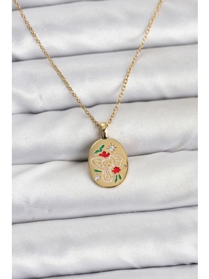 Alka 316L Çelik Zincir Gold Renk Fil Figürlü Kadın Kolye 5886
