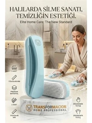 Akıllı Bayi Ergonomik Temizlik Fırçası | 2'li Set Halı, Koltuk ve Kumaş Fırçalama Fırçası 723092