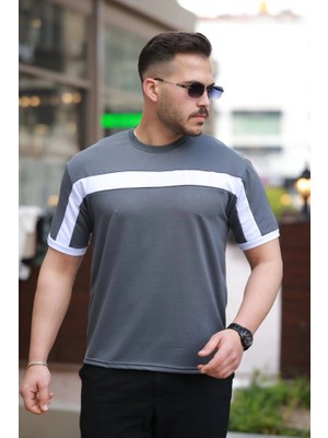 Lune Store Erkek Şerit Detaylı Kısa Kollu T-Shirt