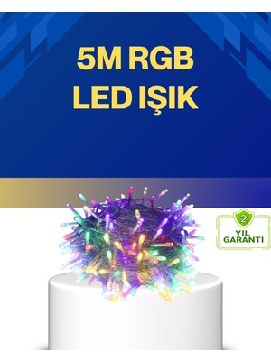 Alka Dekoratif Peri LED 5 M 50 Ampullü Şeffaf Kablo Aydınlatma