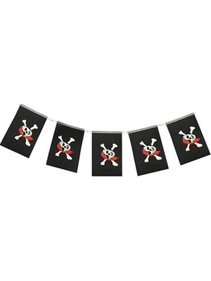 Alka Korsan Partisi Korsan Logo Baskılı Flama Süs Afiş Süsleme 8 Li