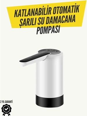 Alka Katlanabilir Şarjlı Damacana Su Pompası Pratik Kullanım