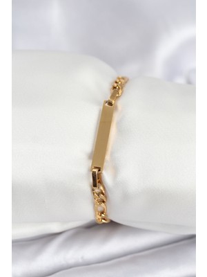 Alka 316L Çelik Gold Renk Yazı Yazmaya Uygun Kadın Bileklik 5886