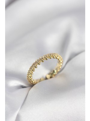 Alka Gold Renk Sıralı Zirkon Taşlı Model Kadın Yüzük 5886