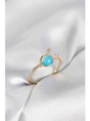 Alka Gold Renk Zirkon Taşlı Satürn Model Kadın Yüzük 5886