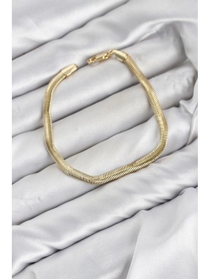 Armüz cm Yassı Yılan Zincir Model Gold Renk Pirinç Kadın Bileklik