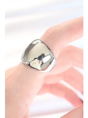 Alka Silver Renk Ayarlanabilir Bombeli Ayna Yüzük 5886