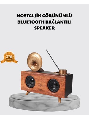 Alka Nostaljik Gramofon Bluetooth Hoparlör – Fm Radyo + USB + Sd Kart Destekli