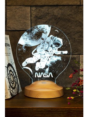 Valor Nasa Logolu Astronot LED Lamba, Kozmonot, Uzay Hediyesi LED Gece Lambası