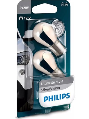 Valor Philips PY21W Chrome Diadem 12V 93 Turuncu Amber Silver Vision Ampul 2 Adet