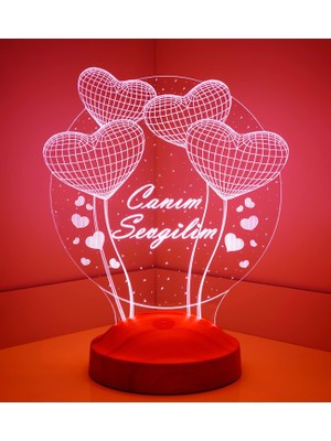 Valor 14 Şubat Hediyesi Canım Sevgilim, Sevgililer Günü Hediyesi Balon Kalpler Küre 3 Boyutlu 3D LED Lamb