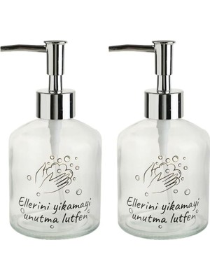 Valor Sia 2 Adet Cam Sivi Sabunluk,lütfen Yazili 300ML Banyo Seti 7,6X15,5CM