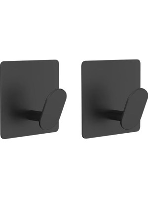 Valor Microcase Yapışkanlı Paslanmaz Çelik Banyo Mutfak Eşya Havlu Vb Metal Askılık - AL5180 2 Adet (Siya