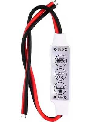 Alka Powermaster 12-24 Volt Mini Üç Tuşlu Tek Renkli LED Kontrol Cihazı (Kırmızı - Siyah Kablo)