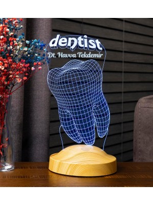 Valor Diş Hekimi Için 3D Dentist LED Lamba - Diş Doktoruna Özel Hediyesi Kişiye Özel Tasarım