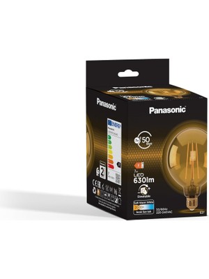 Valor Panasonic E27 Dim Edilebilir Filaman G125 Lamba 7W 630LM 2000K Gold