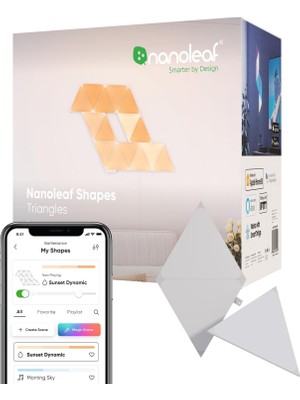 Valor Nanoleaf Shapes Üçgen Genişletme Paketi, 3 Adet Ek Üçgen LED Panel – Akıllı Modüler Rgbw Iç Mekan D