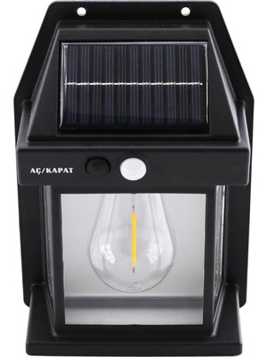 Valor Güneş Enerjili Dış Aydınlatma 3 Modlu Işıklandırma Sensörlü Sarı Işıklı Aplik 5 W Portatif Fener La