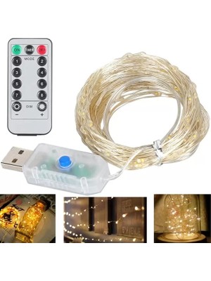 Alka Powermaster PM-37723 USB Girişli Uzaktan Kumandalı 30 Metre 8 Modlu Günışığı Dekoratif Yılbaşı - Peri LED Işık