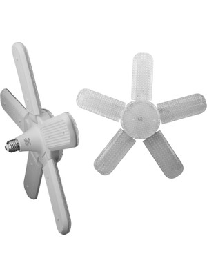 Valor Beş Pervaneli Tasarruflu Ampul 72 W LED Lamba Beyaz E27 Duy 6480 Lümen Uzun Ömürlü 220 Volt 1 Adet