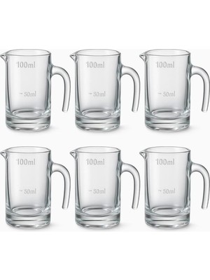 Valor 6’lı Cam Sosluk Seti – 100 ml Ölçekli Kulplu Sos Kabı, Şeffaf Mini Ölçü Bardağı, Kahvaltı, Tatlı ve