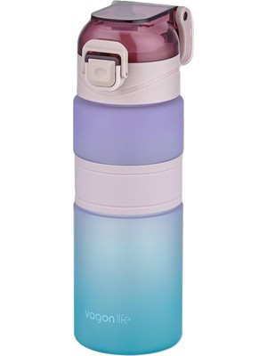 Valor Vagonlife Çift Renk 600ML Kaydırmaz Silikon Gövde Rahat Içim-Pipetsiz- Motivasyon Su Matarası
