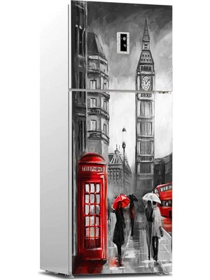 Valor Buzdolabı Sticker Kaplama Dolap Kaplama Etiketi Londra Yağlıboya